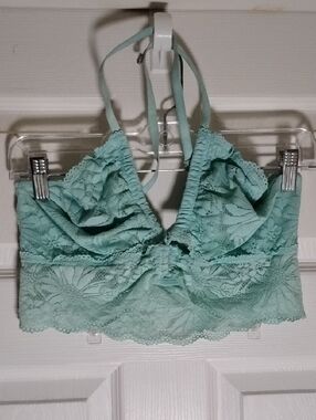 Mint Blue Green Lace Bralette Strappy Top aerie Large